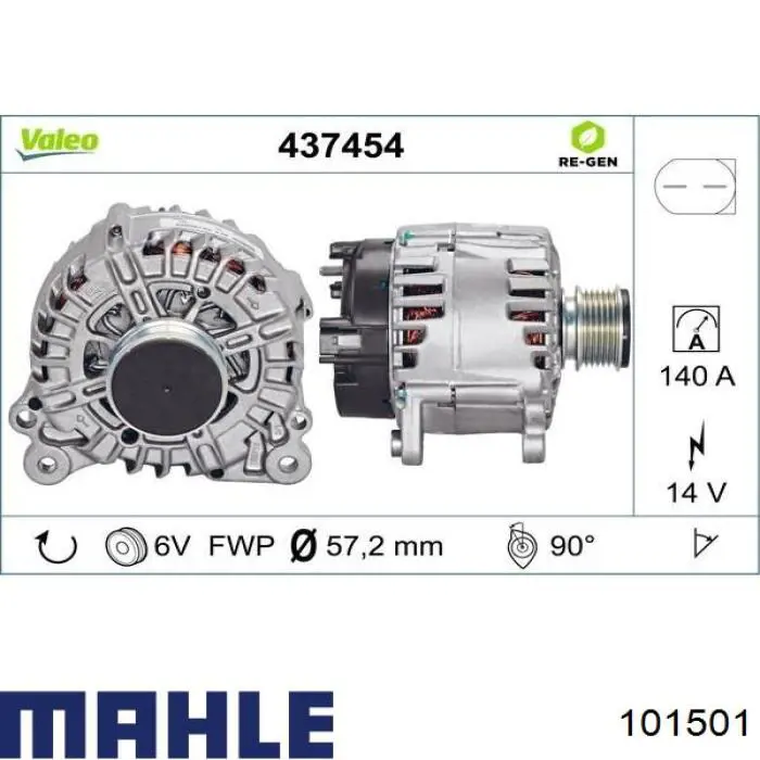101501 Mahle Original pistón completo para 1 cilindro, cota de reparación + 0,50 mm