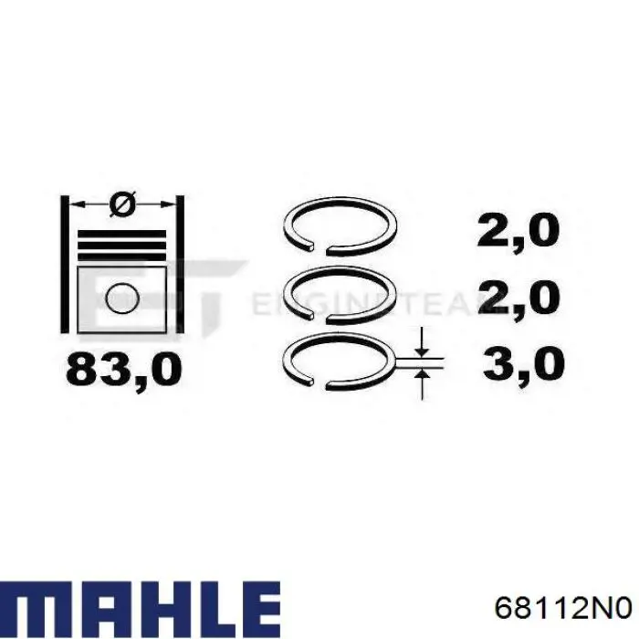 68112N0 Mahle Original juego de aros de pistón de motor, cota de reparación +0,50 mm