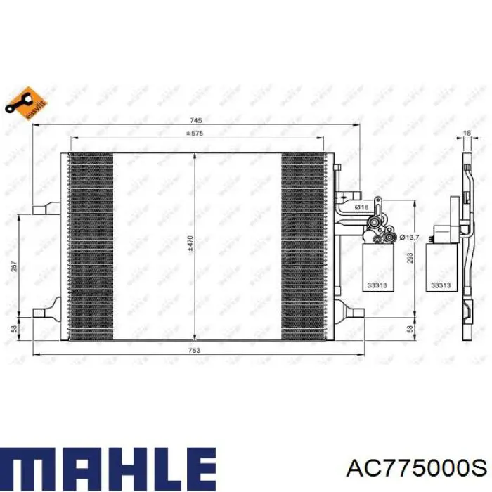 AC 775 000S Mahle Original condensador aire acondicionado