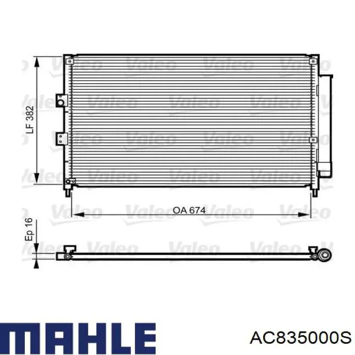 AC835000S Mahle Original condensador aire acondicionado
