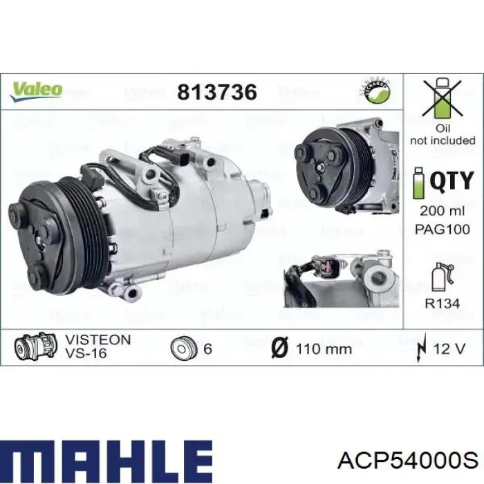 ACP54000S Mahle Original compresor de aire acondicionado