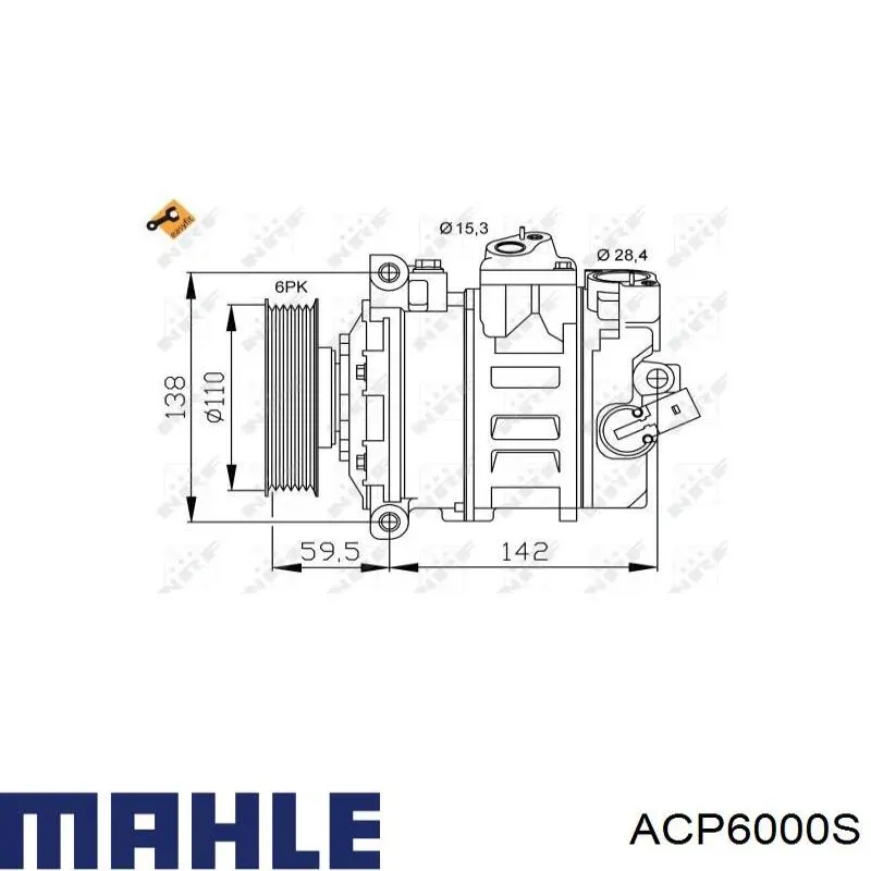 Compresor de aire acondicionado ACP6000S Mahle Original