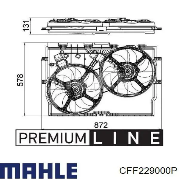 CFF229000P Mahle Original difusor de radiador, ventilador de refrigeración, condensador del aire acondicionado, completo con motor y rodete