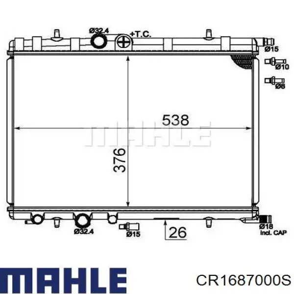 CR1687000S Mahle Original radiador refrigeración del motor