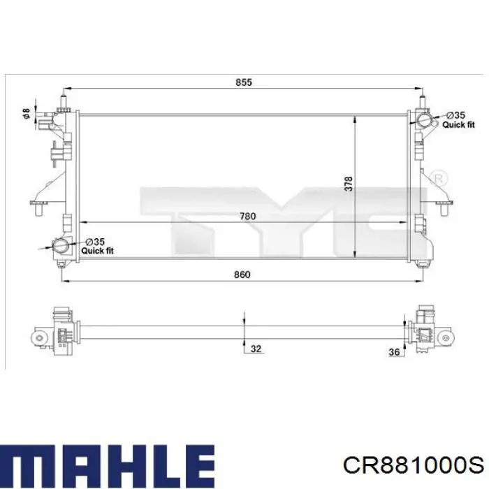 CR 881 000S Mahle Original radiador refrigeración del motor