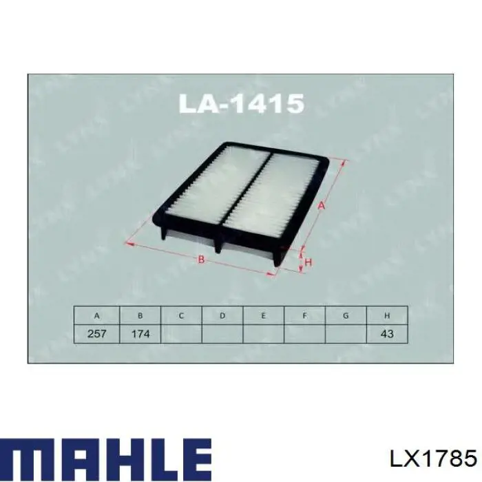 LX1785 Mahle Original Filtro de aire de motor