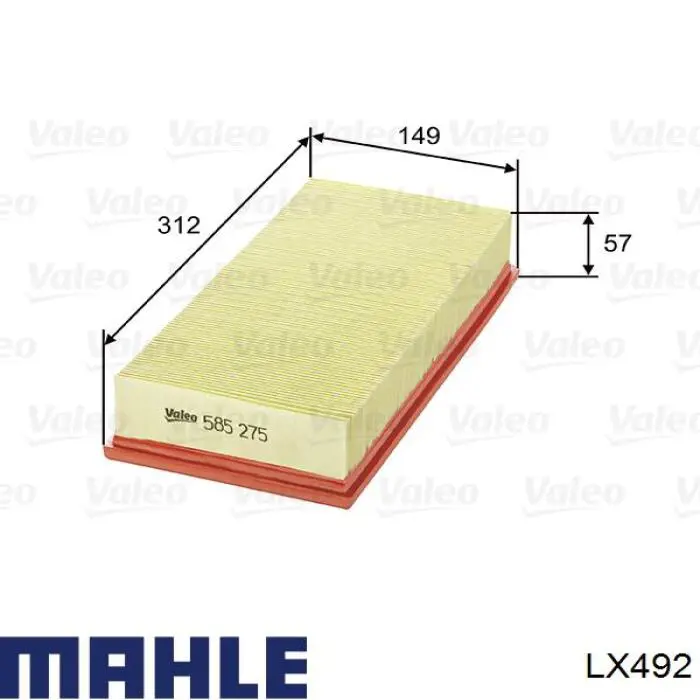 El filtro de aire Mahle Original LX492 precio, desde 7,73 EUR