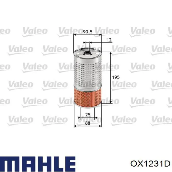 OX1231D Mahle Original filtro de aceite