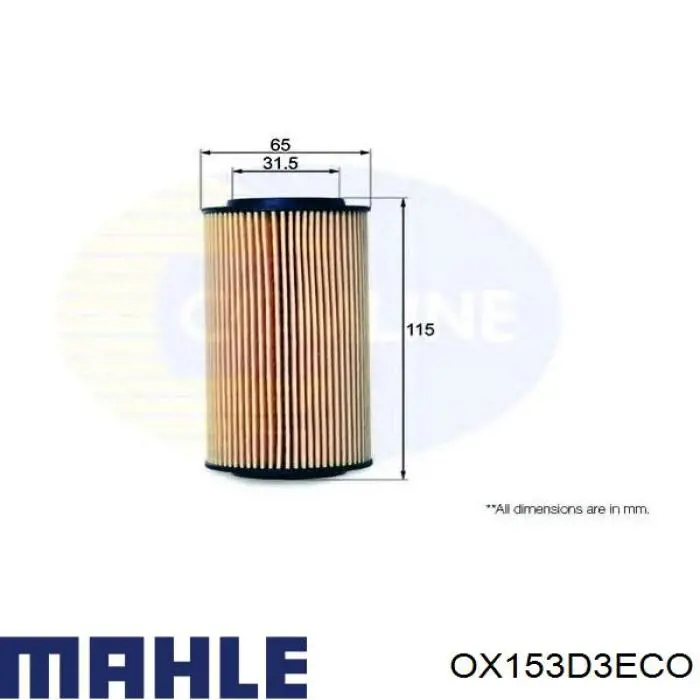 OX153D3ECO Mahle Original Filtro aceite