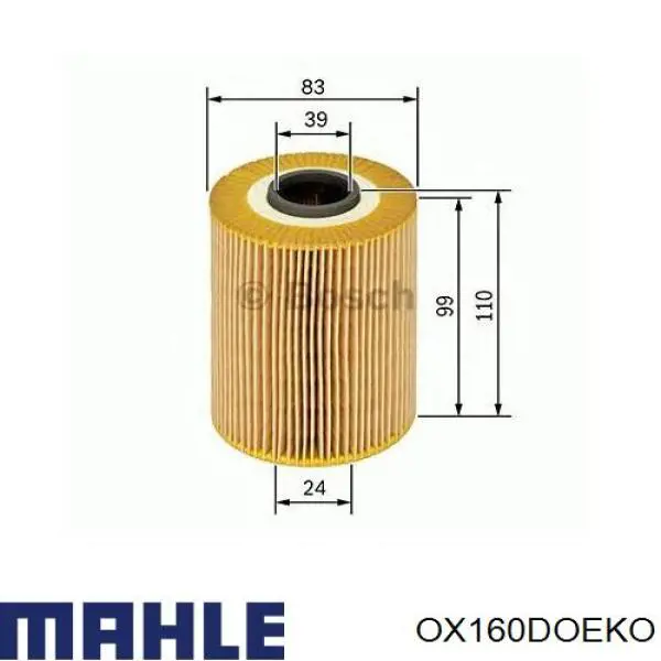 OX160DOEKO Mahle Original filtro de aceite