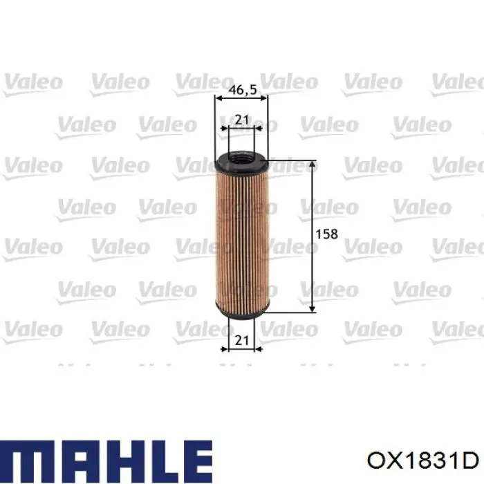 OX1831D Mahle Original filtro de aceite