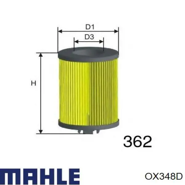 OX348D Mahle Original filtro de aceite