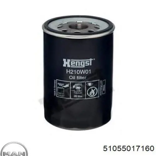 Filtro de aceite MAN 51055017160 precio, desde 8,89 EUR