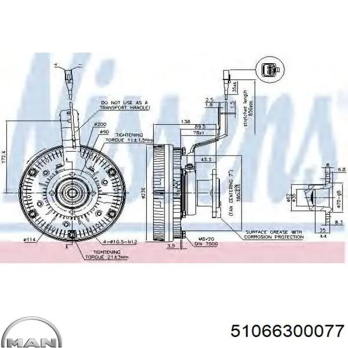 Embrague viscoso de ventilador 51066300077 MAN