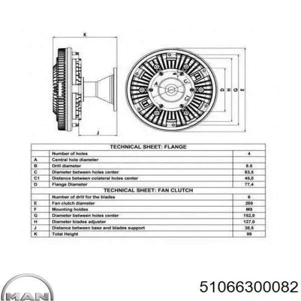 51066300082 MAN embrague, ventilador del radiador