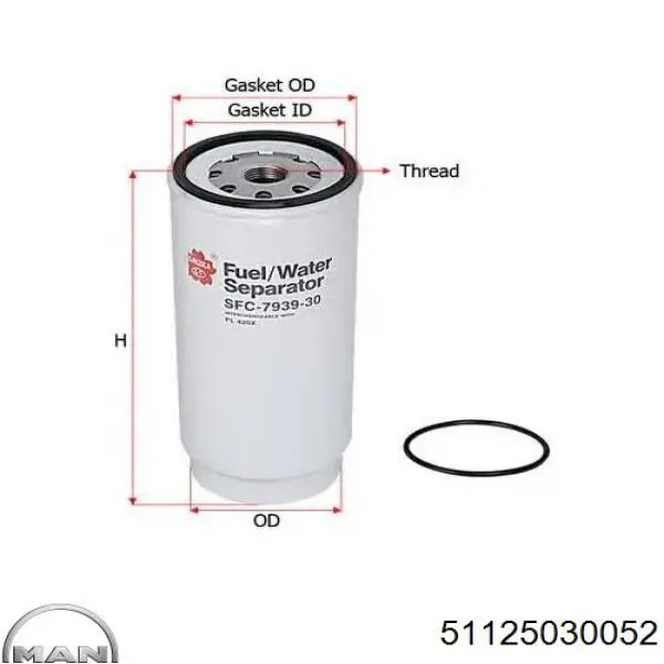 Filtro de combustible 51125030052 MAN