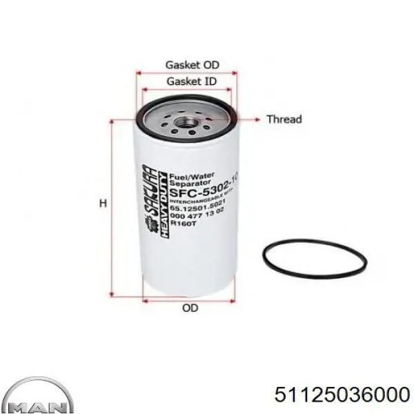 Filtro combustible MAN 51125036000 precio, desde 27,64 EUR