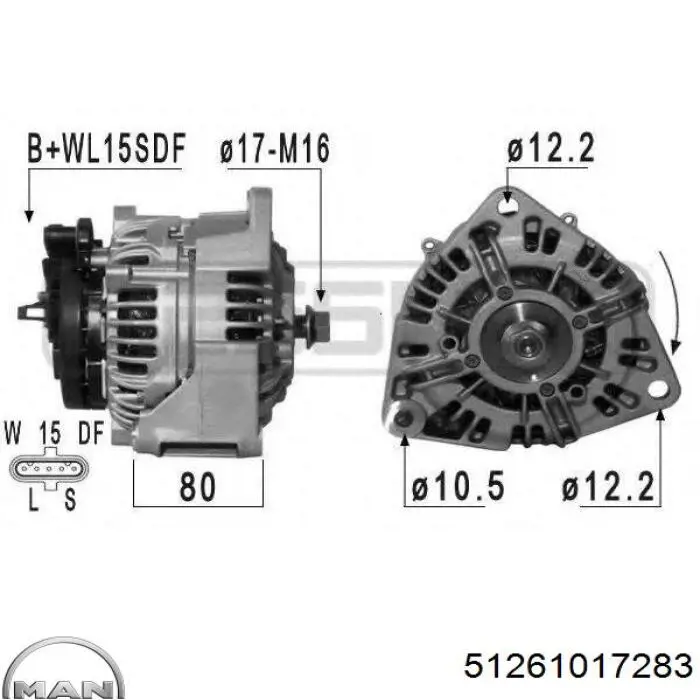Alternador 51261017283 MAN