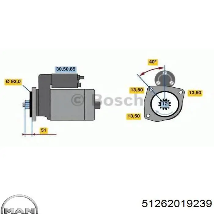 51.26201.9239 MAN motor de arranque