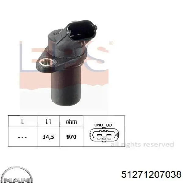 Sensor de cigüeñal 51271207038 MAN