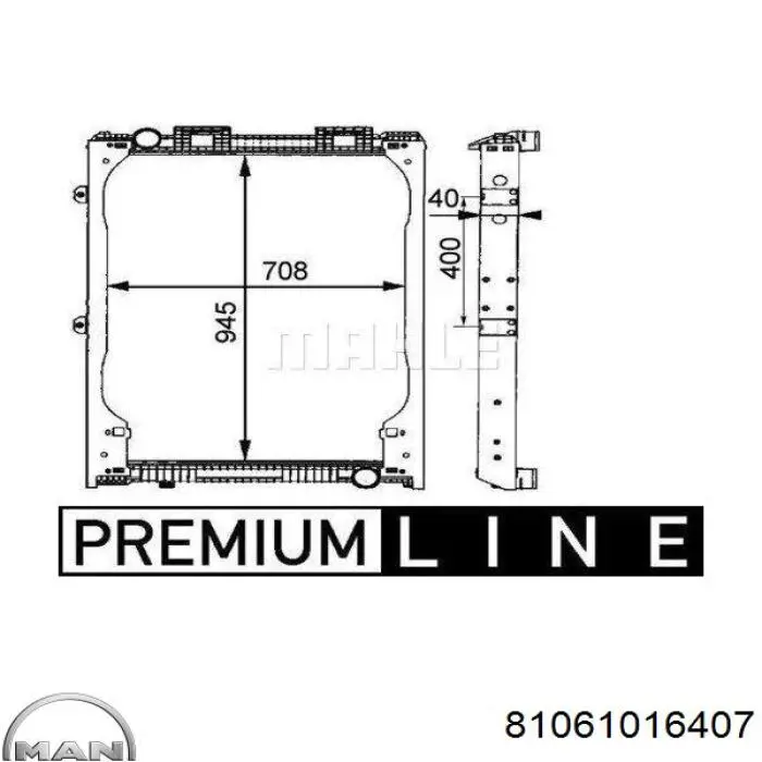 81061016407 MAN radiador refrigeración del motor