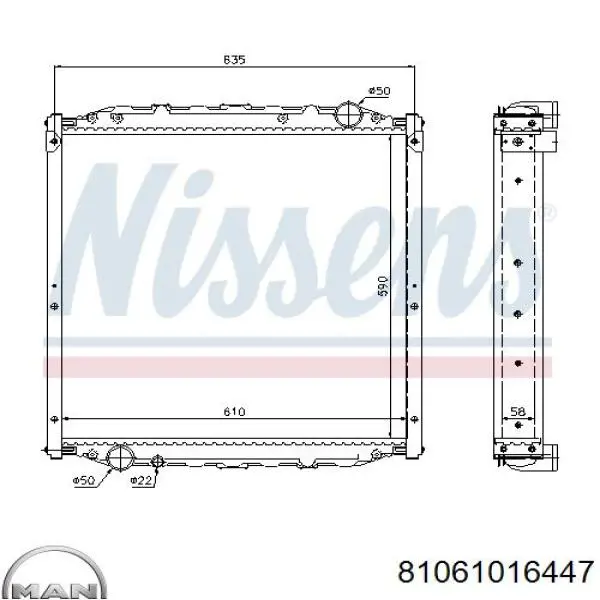 81061016447 MAN radiador refrigeración del motor