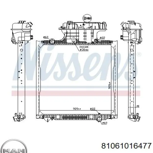 81061016477 MAN radiador refrigeración del motor