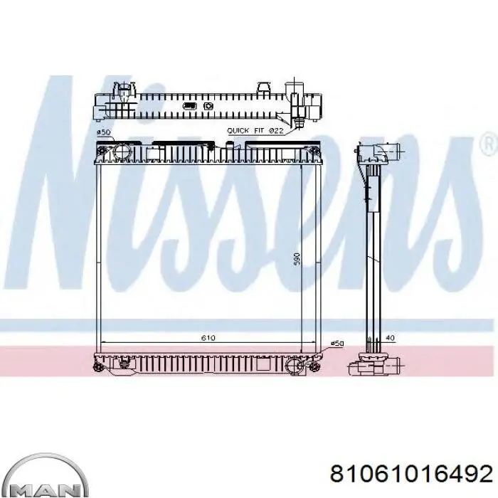 81.06101.6492 MAN radiador refrigeración del motor