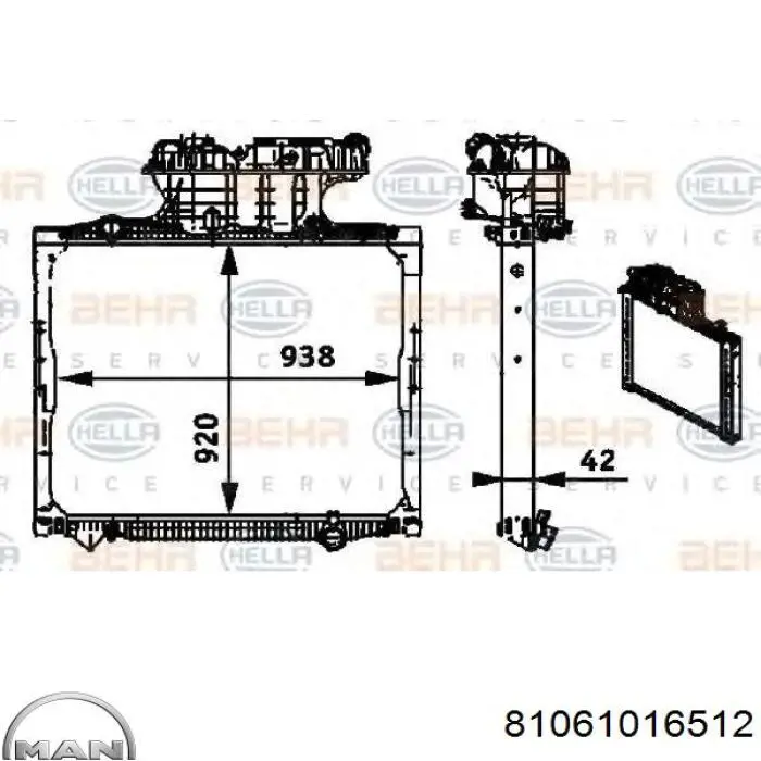 81061016512 MAN radiador refrigeración del motor