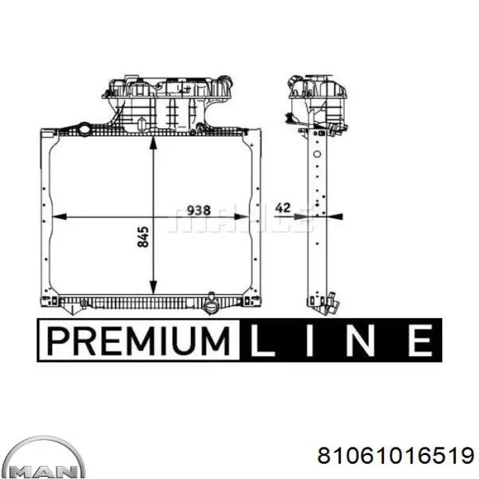 81061016519 MAN radiador refrigeración del motor