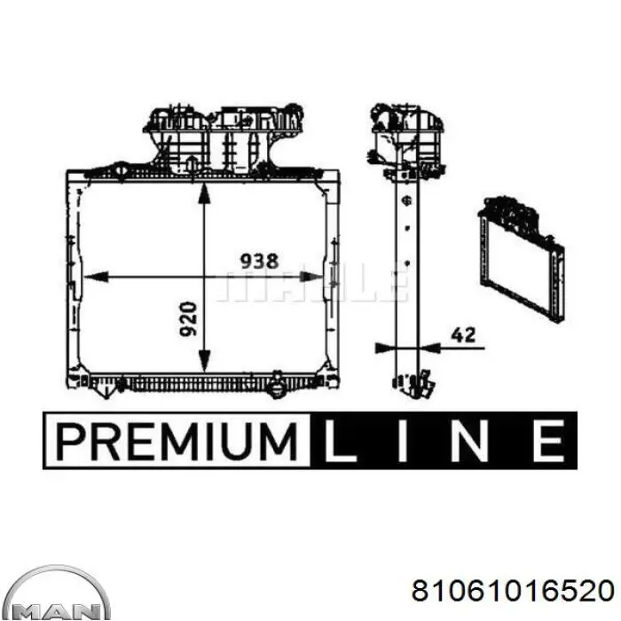 81061016520 MAN radiador refrigeración del motor