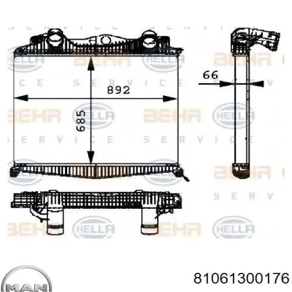 81061300176 MAN radiador de aire de admisión