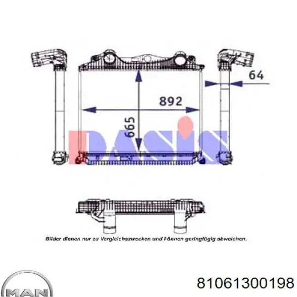 Radiador de aire de admisión MAN 81061300198 precio, desde 647,19 EUR