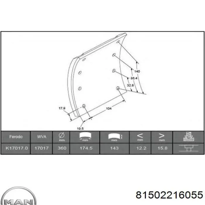 81 50221 6055 MAN forron del freno delantero (camion)