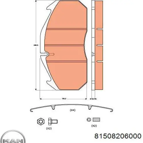 81508206000 MAN pastillas de freno delanteras