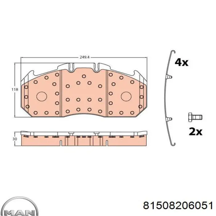 81.50820.6051 MAN pastillas de freno delanteras