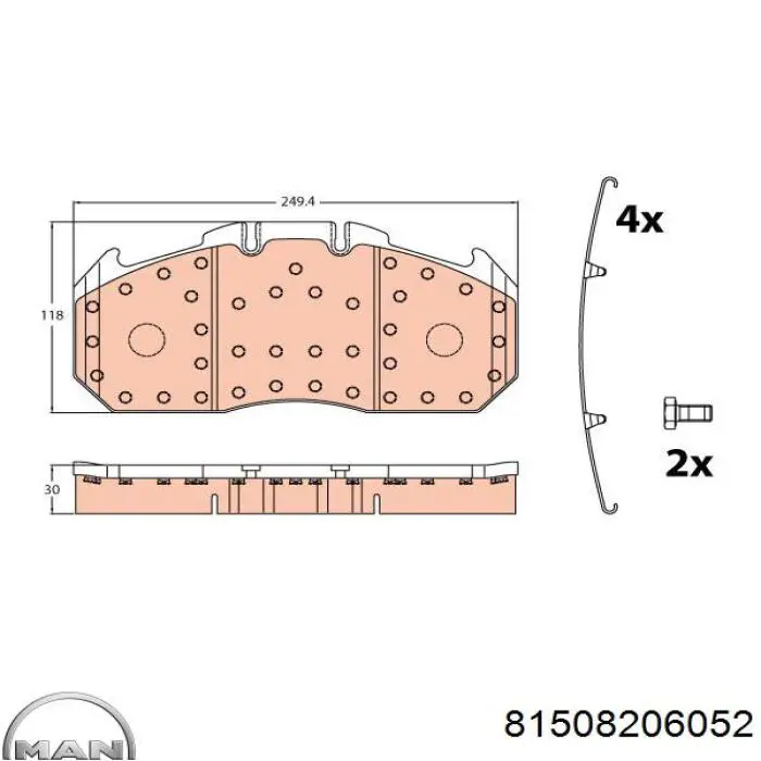Comprar 81508206052 MAN Pastillas delanteras de freno
