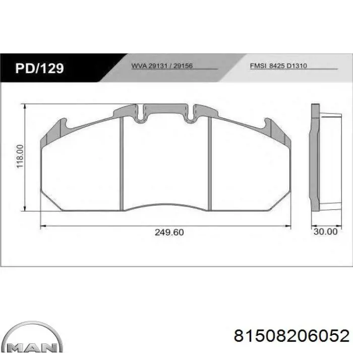 81.50820.6052 MAN pastillas de freno delanteras
