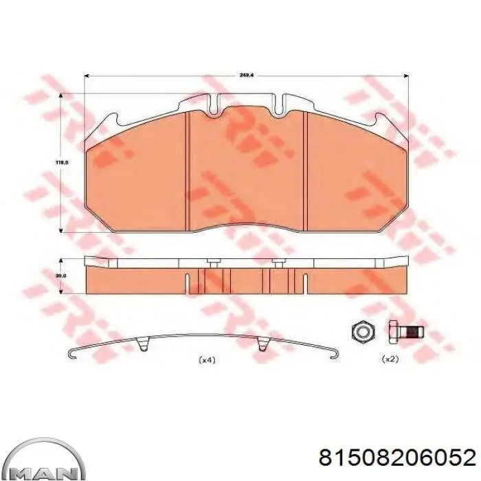 Pastillas freno delanteras MAN 81508206052 precio, desde 137,92 EUR