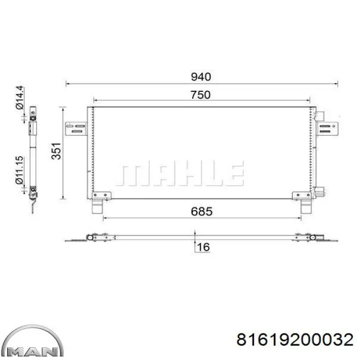Comprar 81619200032 MAN Condensador de aire acondicionado