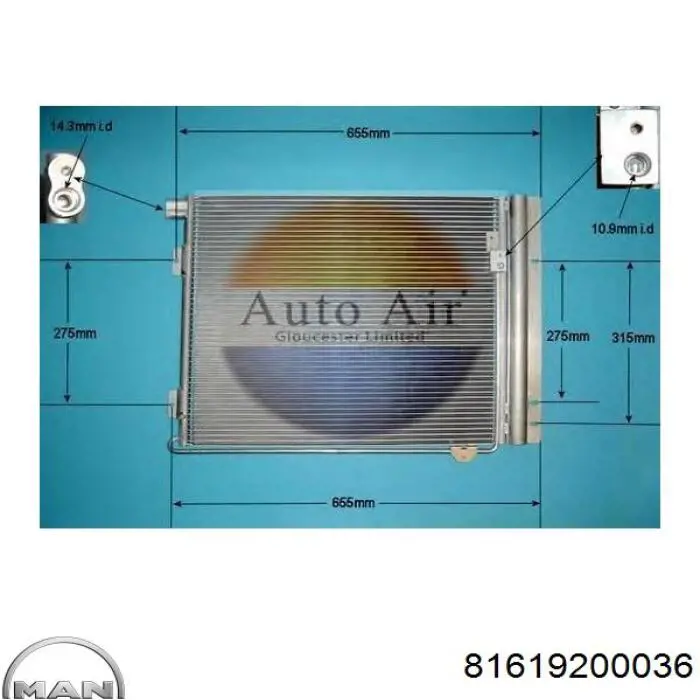 Condensador aire acondicionado 81619200036 MAN
