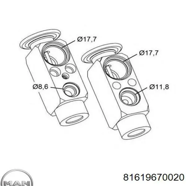 Válvula TRV del aire acondicionado 81619670020 MAN