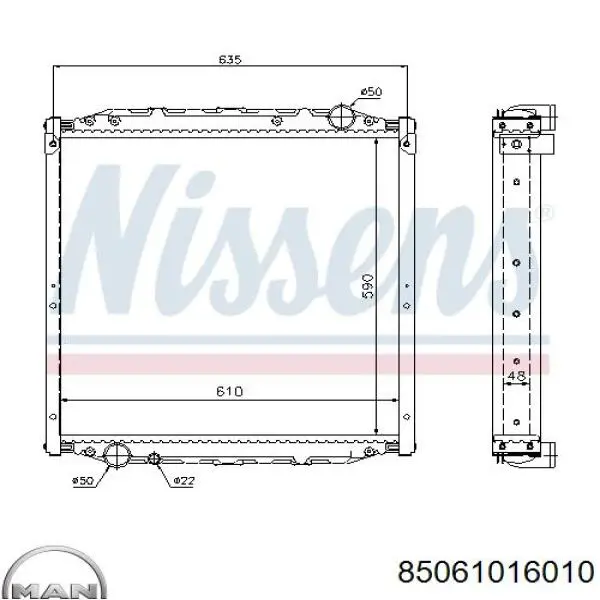 85061016010 MAN radiador refrigeración del motor