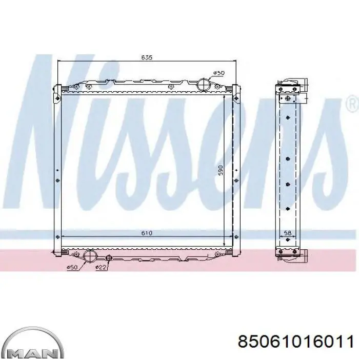 85061016011 MAN radiador refrigeración del motor