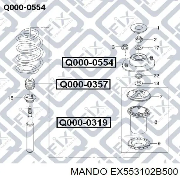 Amortiguador trasero EX553102B500 Mando