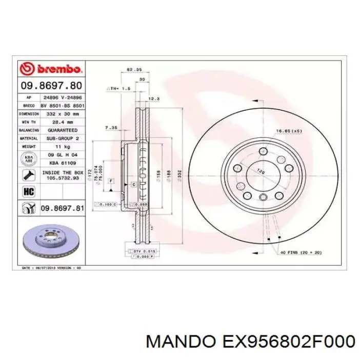 EX956802F000 Mando sensor abs trasero izquierdo