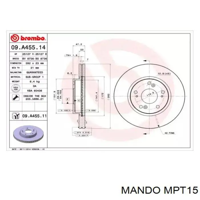 Comprar MPT15 Mando Pastillas delanteras de freno