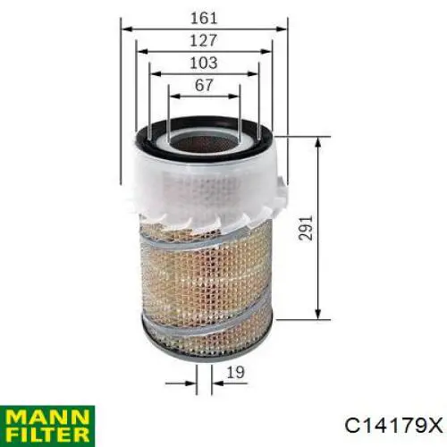 C14179X Mann-Filter Filtro de aire de motor