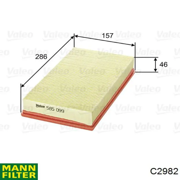 C2982 Mann-Filter Filtro de aire de motor