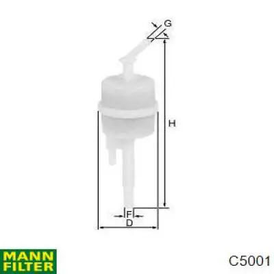 Filtro de carbón activado, ventilación depósito Mann-Filter C5001